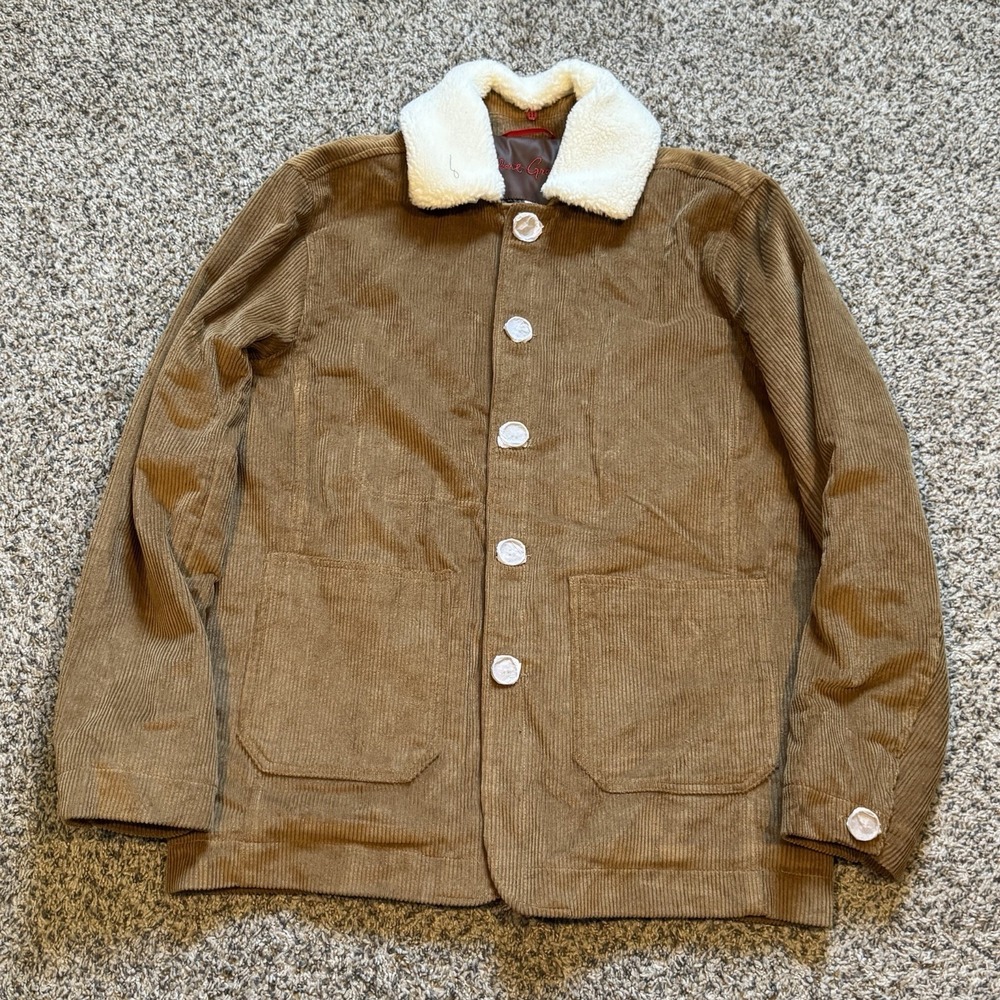 Robert Graham Brown Corduroy Jacket Barn Chore Coat Removable Collar Medium New